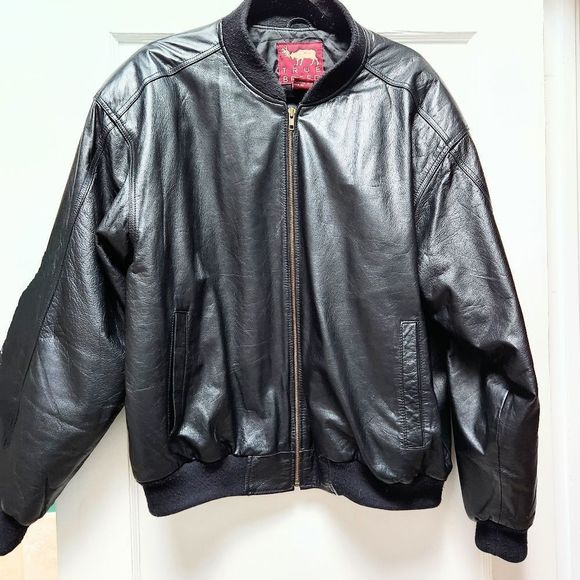 Jackets & Blazers - Vintage Leather Bomber Jacket Men's, True Breed, Size Large